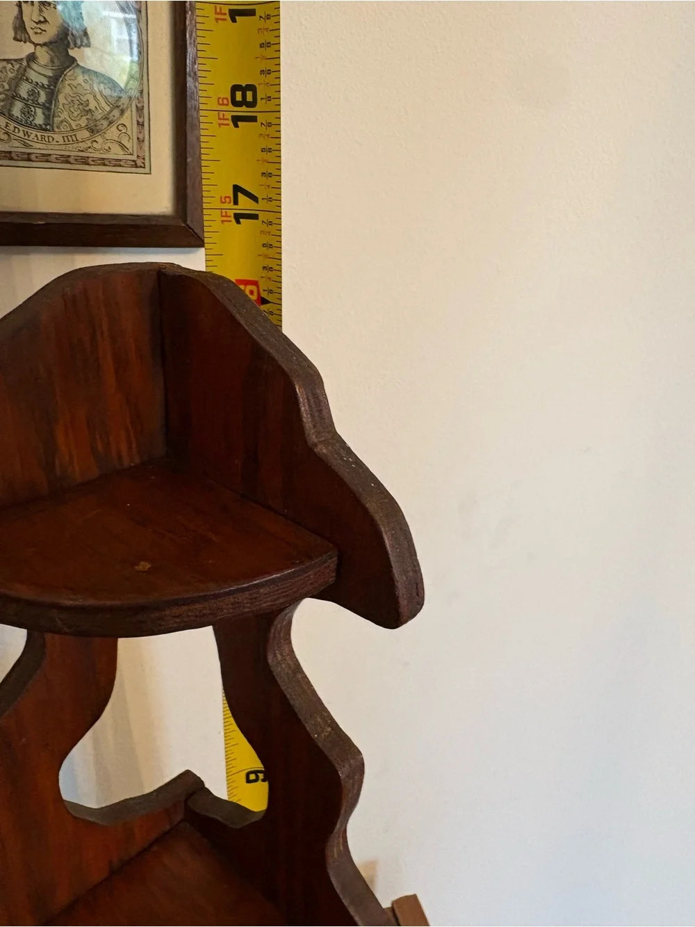 Vintage 1970’s Wooden Corner DisplayTrinket Shelf with 3 Tiered Design.